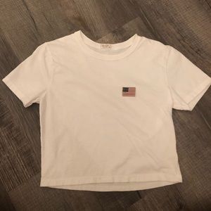 John Galt American flag white crop top OS